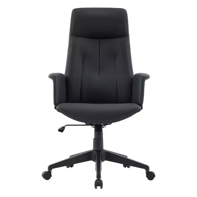 Chaise de bureau ergonomique en cuir à dossier haut avec hauteur, inclinaison et pivotement réglables