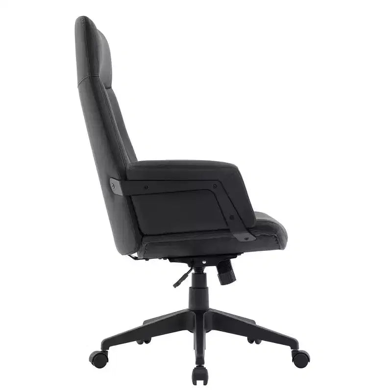 Chaise de bureau ergonomique en cuir à dossier haut avec hauteur, inclinaison et pivotement réglables