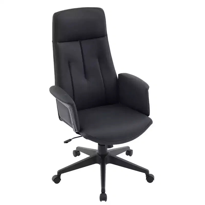 Chaise de bureau ergonomique en cuir à dossier haut avec hauteur, inclinaison et pivotement réglables