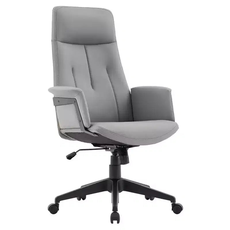 Chaise de bureau ergonomique en cuir à dossier haut avec hauteur, inclinaison et pivotement réglables