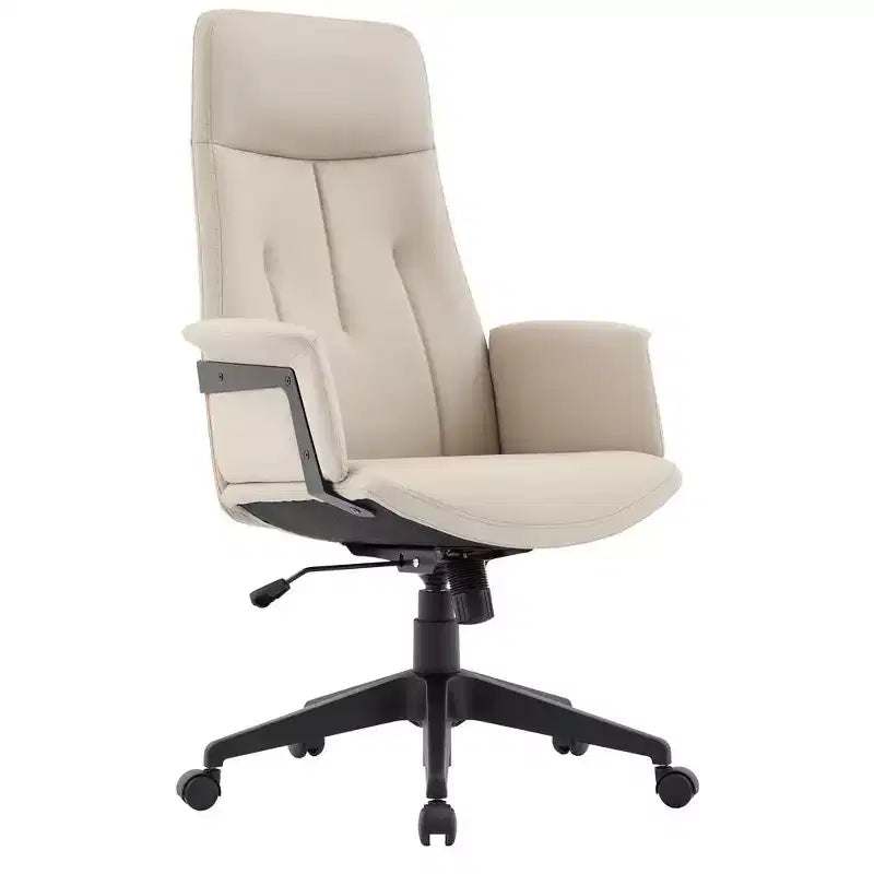 Chaise de bureau ergonomique en cuir à dossier haut avec hauteur, inclinaison et pivotement réglables