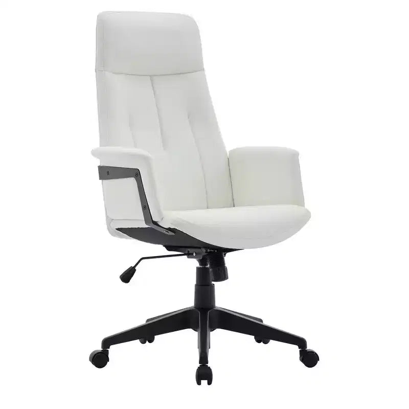 Chaise de bureau ergonomique en cuir à dossier haut avec hauteur, inclinaison et pivotement réglables