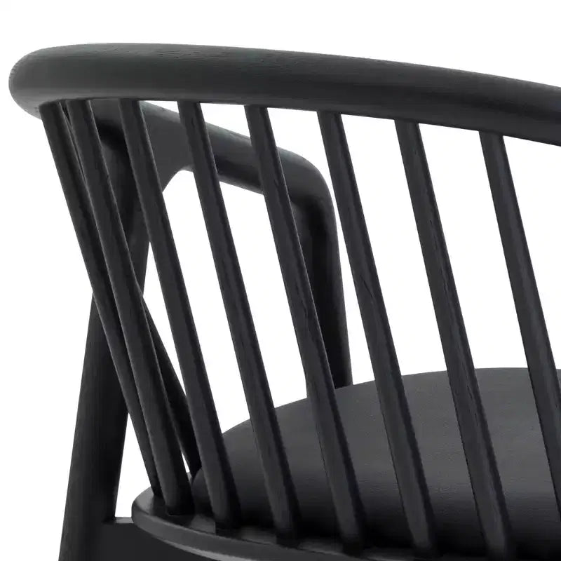 Tabouret de bar avec accoudoirs en bois et similicuir