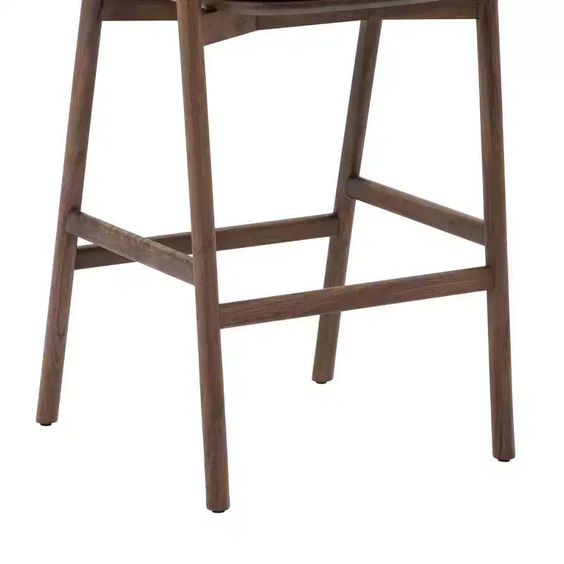 Tabouret de bar avec accoudoirs en bois et similicuir