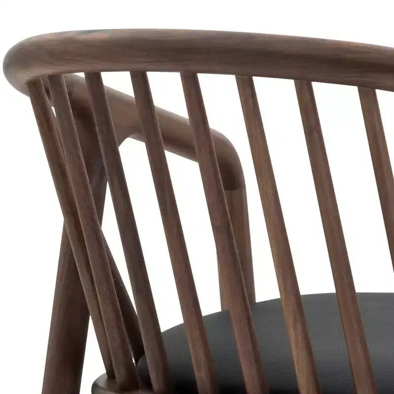 Tabouret de bar avec accoudoirs en bois et similicuir