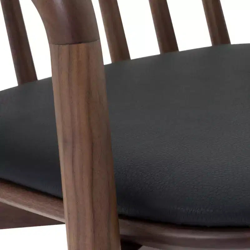 Tabouret de bar avec accoudoirs en bois et similicuir