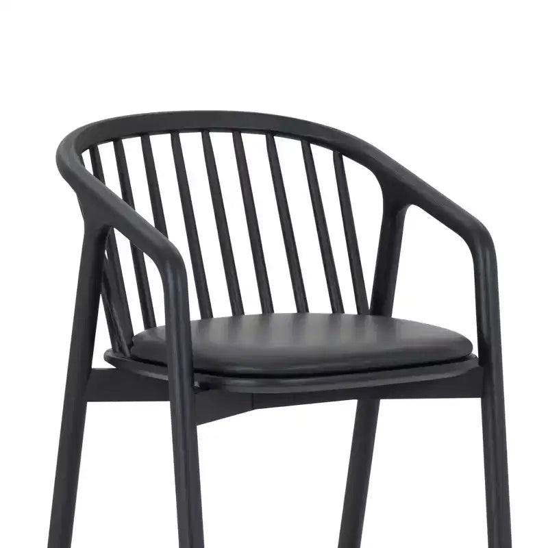 Tabouret de bar avec accoudoirs en bois et similicuir