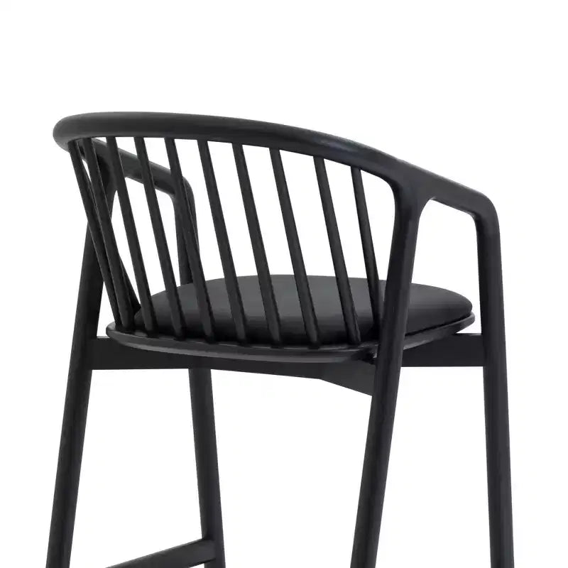 Tabouret de bar avec accoudoirs en bois et similicuir