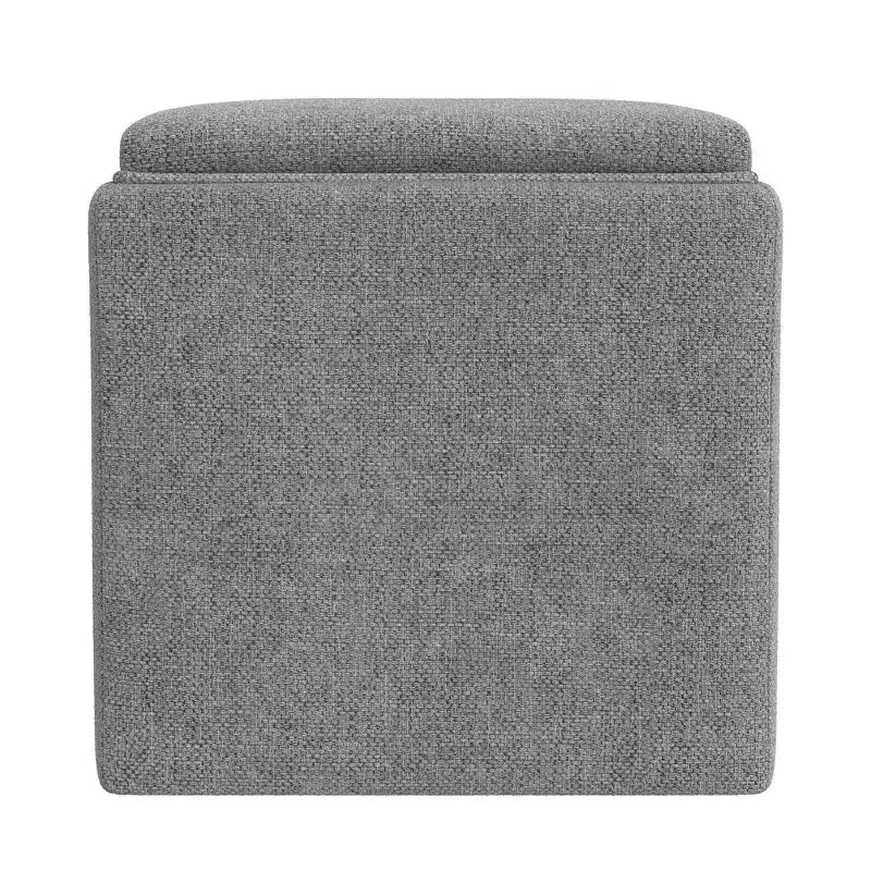 Pouf de rangement tissé crème avec plateau