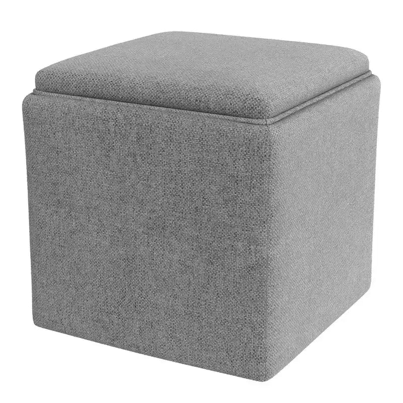 Pouf de rangement tissé crème avec plateau