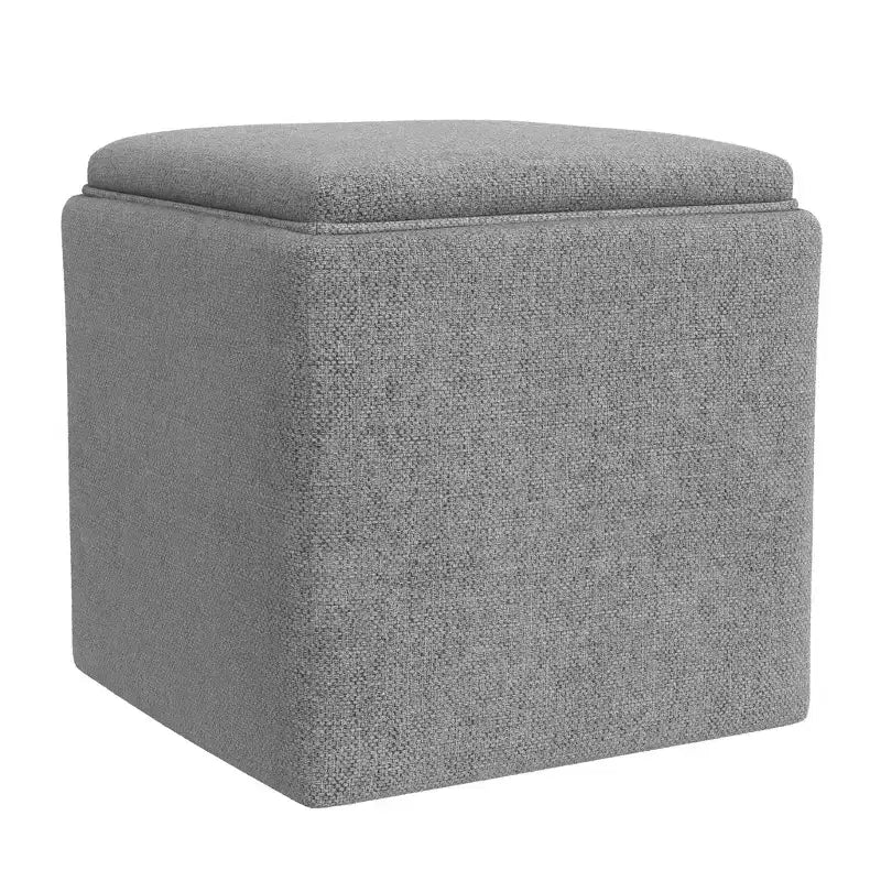 Pouf de rangement tissé crème avec plateau