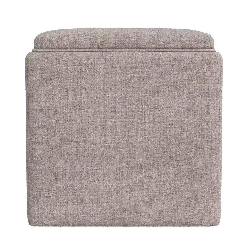 Pouf de rangement tissé crème avec plateau