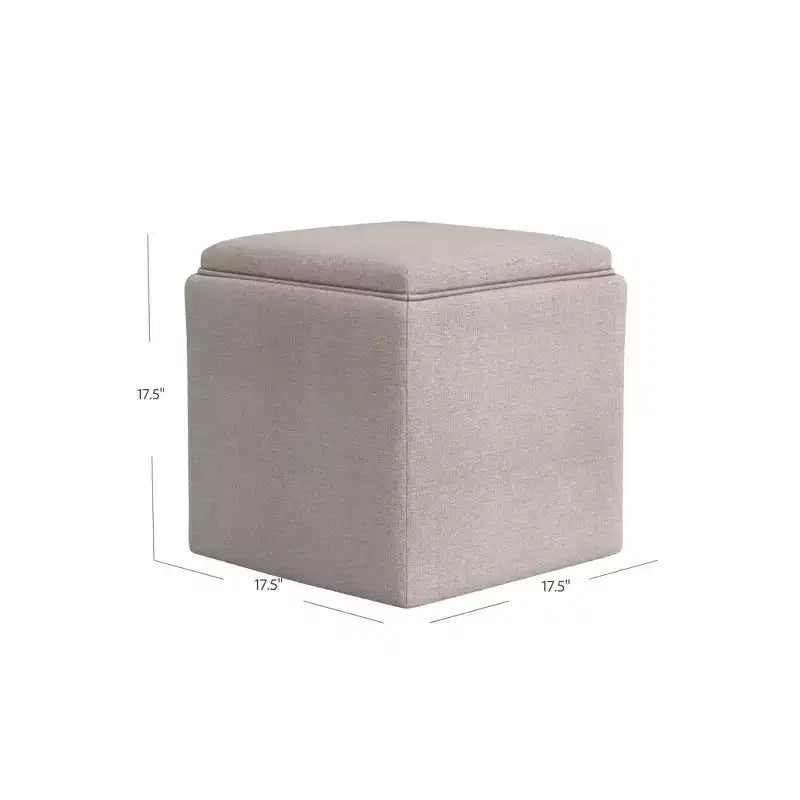 Pouf de rangement tissé crème avec plateau