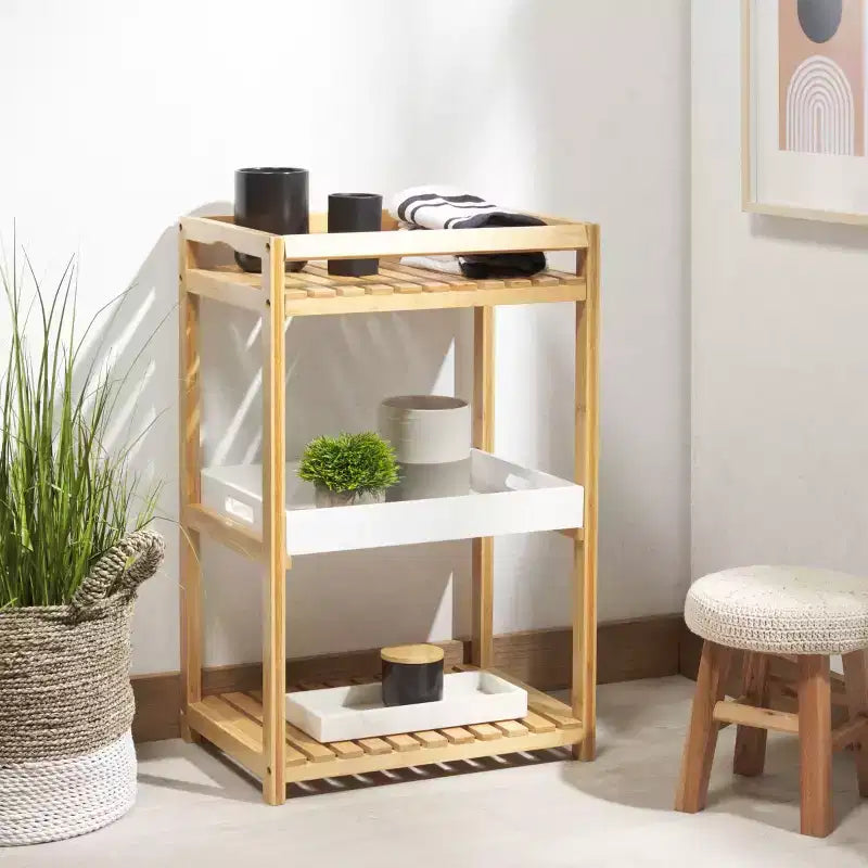 Étagère à 3 niveaux en bambou - Intérieur
