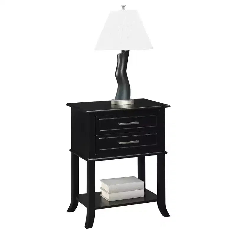 Table d'appoint à 2 tiroirs avec étagère - Noir